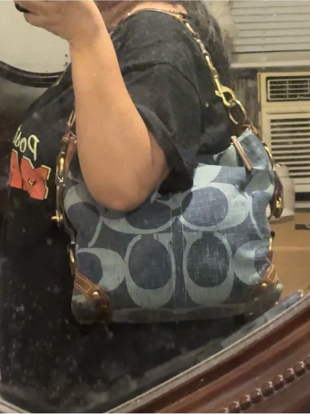 Coach Carly Blue denim Signature
